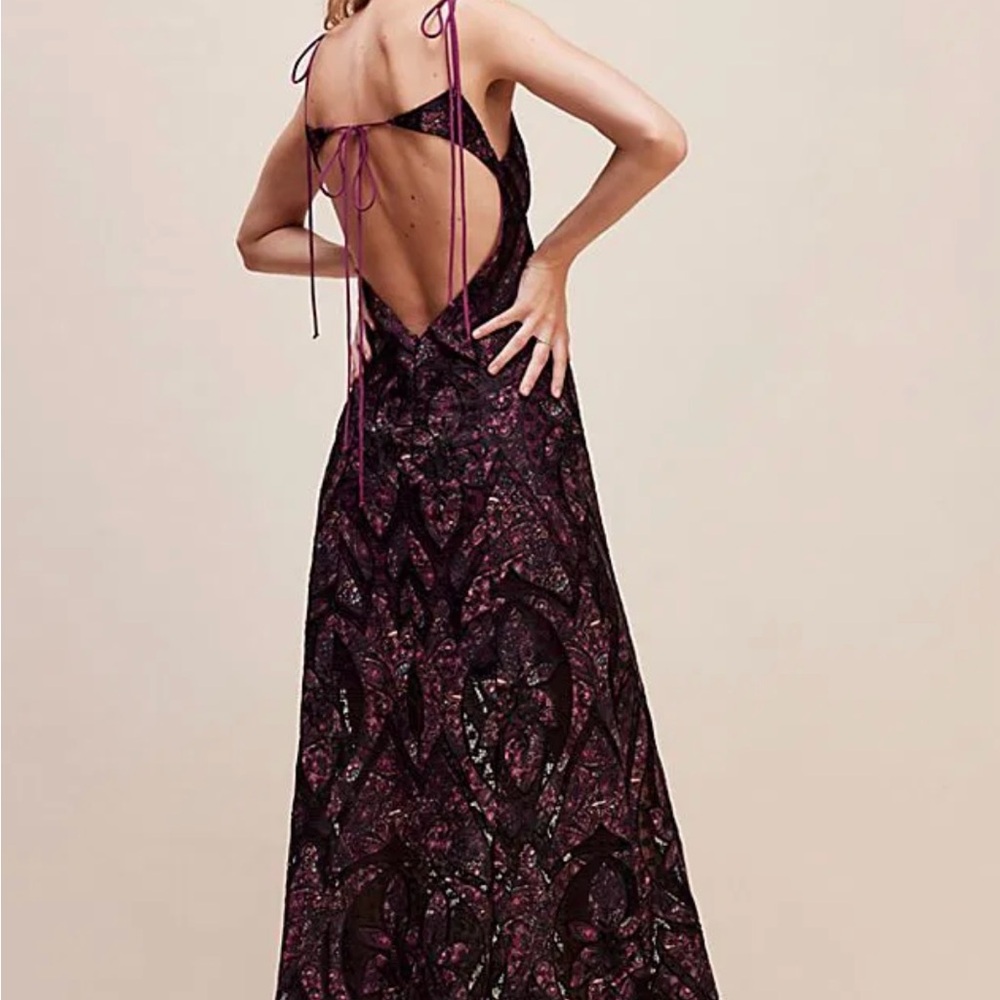 For Love And Lemons Valeria Dark Purple Maxi Dress